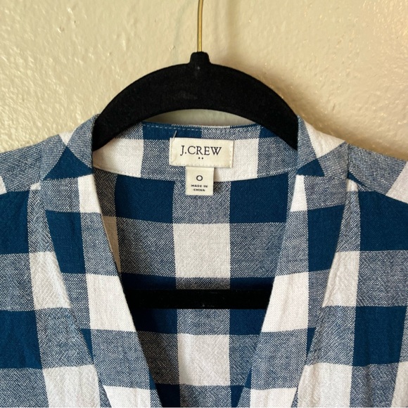 J. Crew Gingham Check Linen Blend Romper‎ Size 0 Tie Waist - Picture 4 of 6